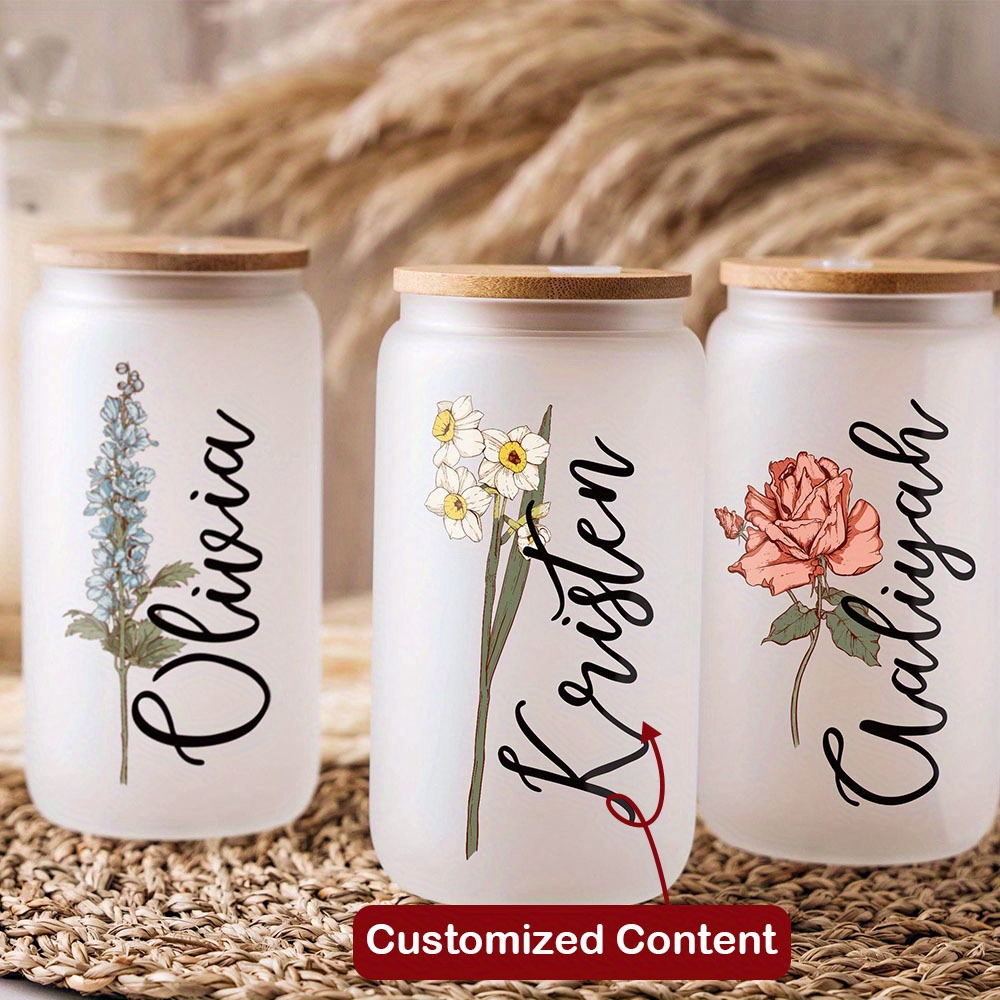 Coffee Equipment Usa - Custom Birth Flower Name Glass Can