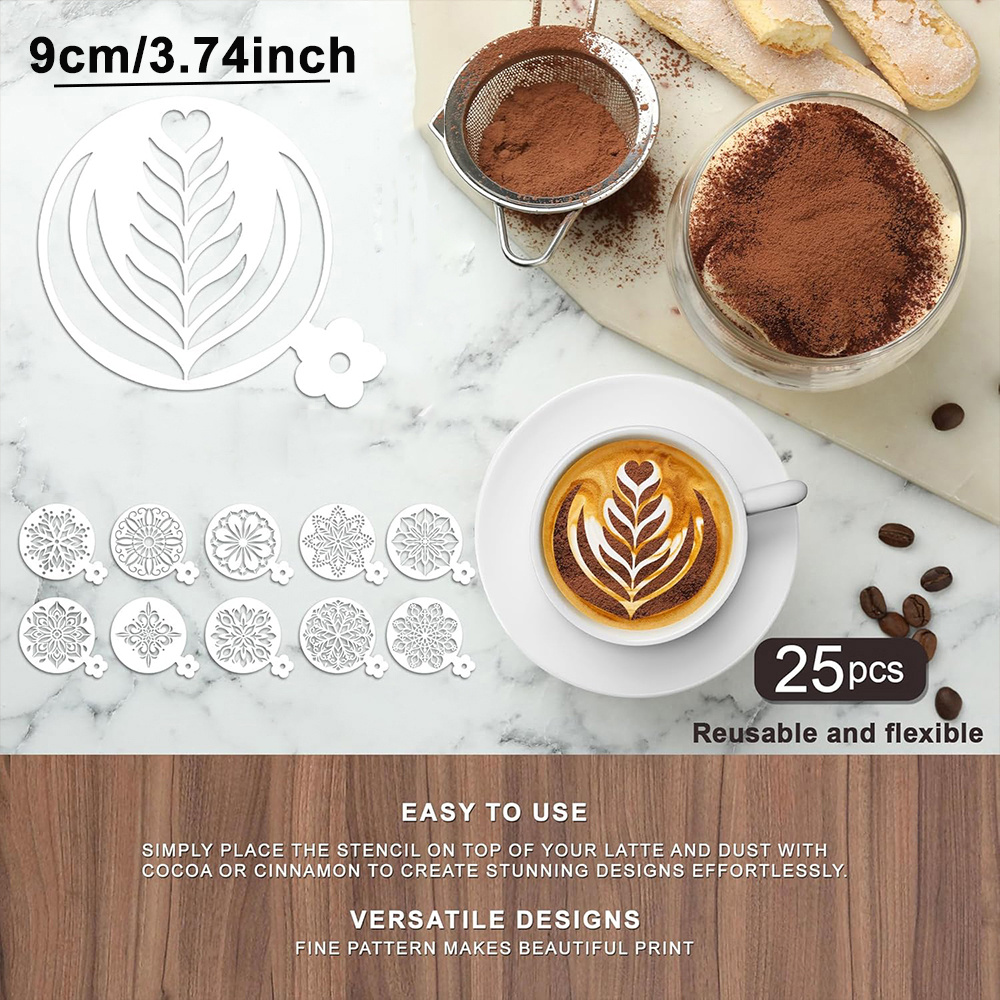 25Pcs Cake Stencil Set Food Gr - Coffee Shop Equipment 评论和价格
