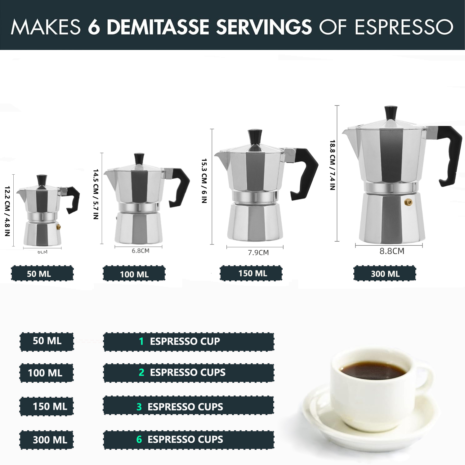 Classic Aluminum Moka Pot 50-3 - Coffee Vending Equipment 评论和价格