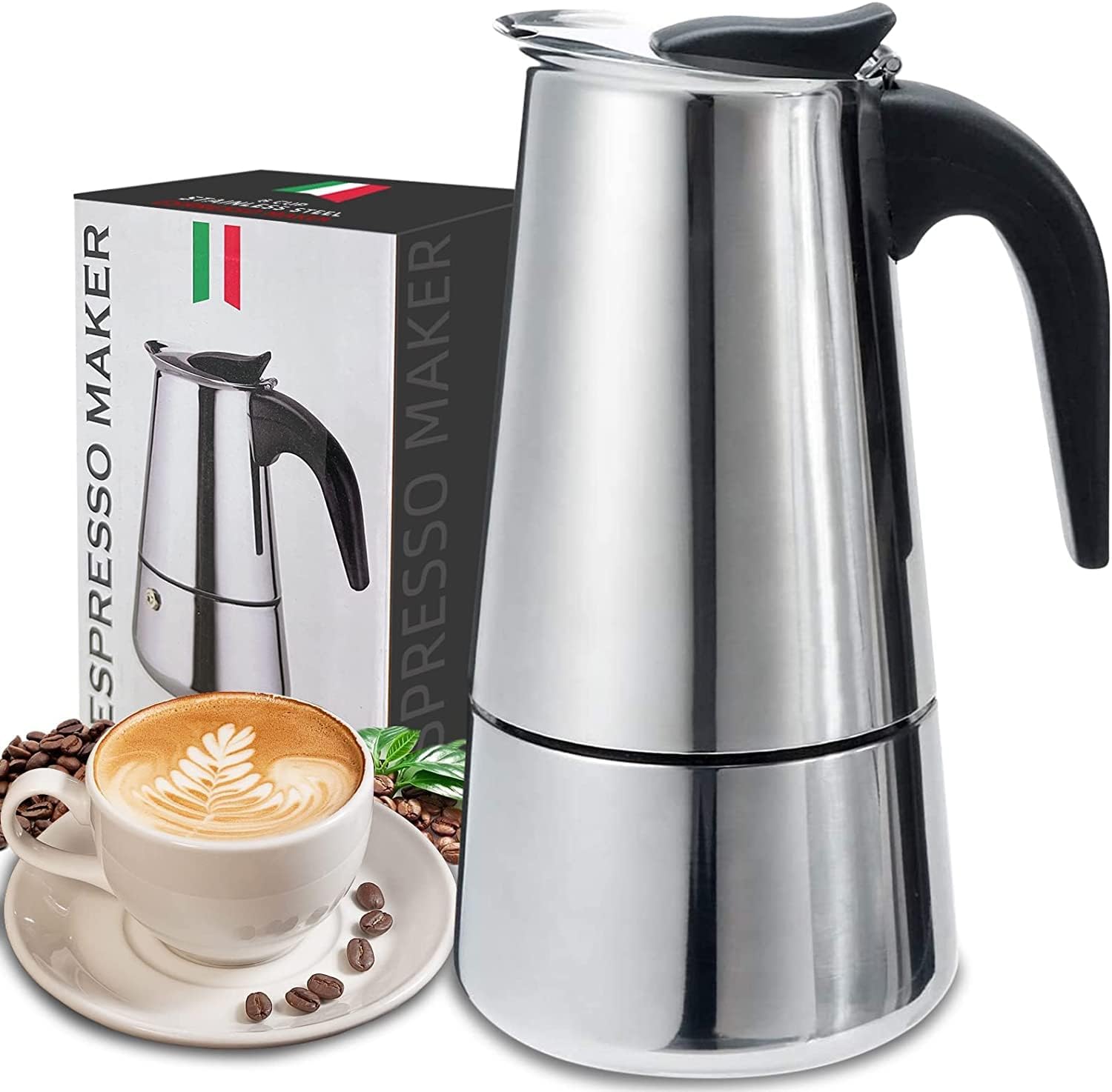 4/6/9 Cups Moka Pot Caffe Mach - Coffee Vending Equipment 评论和价格