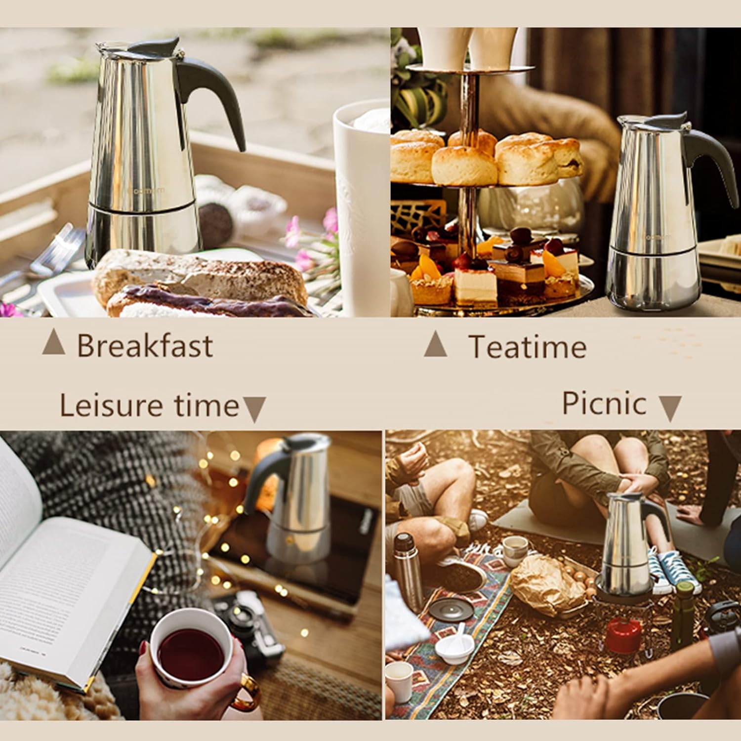 4/6/9 Cups Moka Pot Caffe Mach - Coffee Vending Equipment 评论和价格